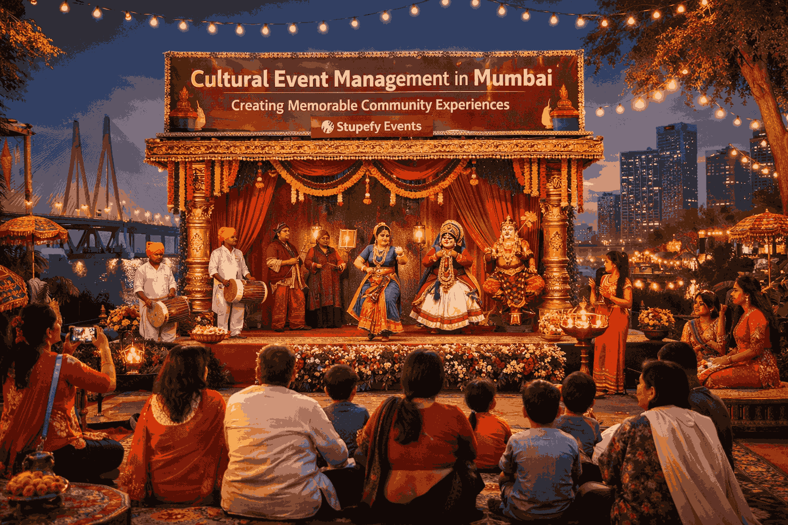 “Cultural event management in Mumbai showcasing traditional dance and community celebration”